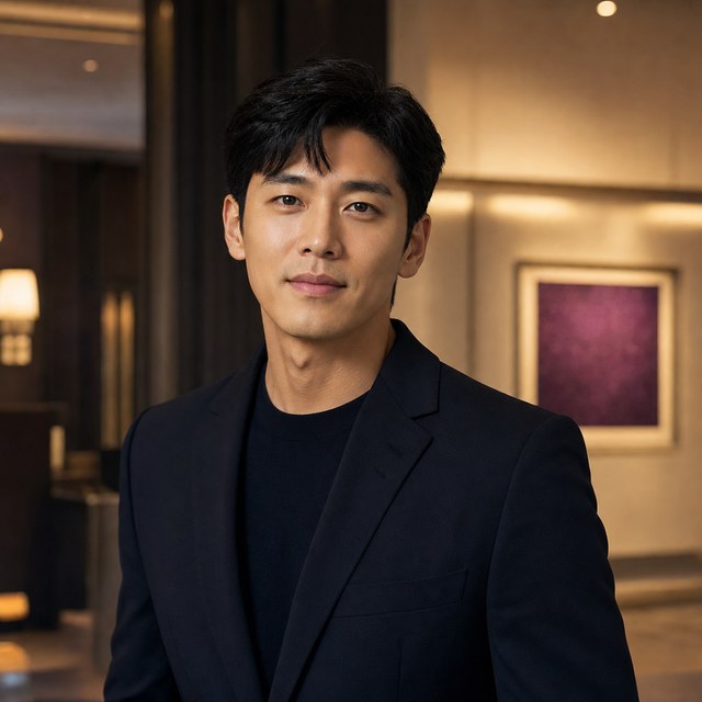 로비에서 촬영한 남성 프로필 사진